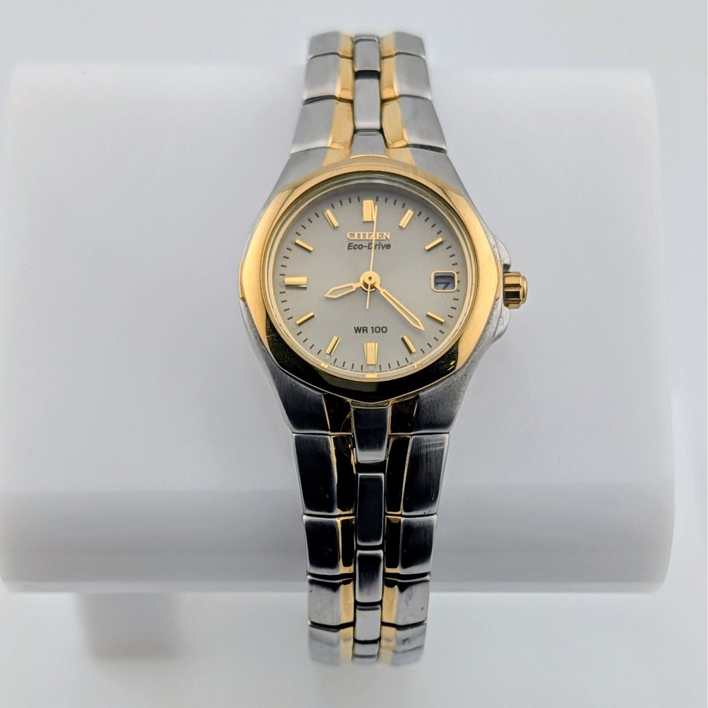 Citizen Eco-Drive Women's Two-Tone Champagne Dial Watch E011-K15711 25mm 6.75"